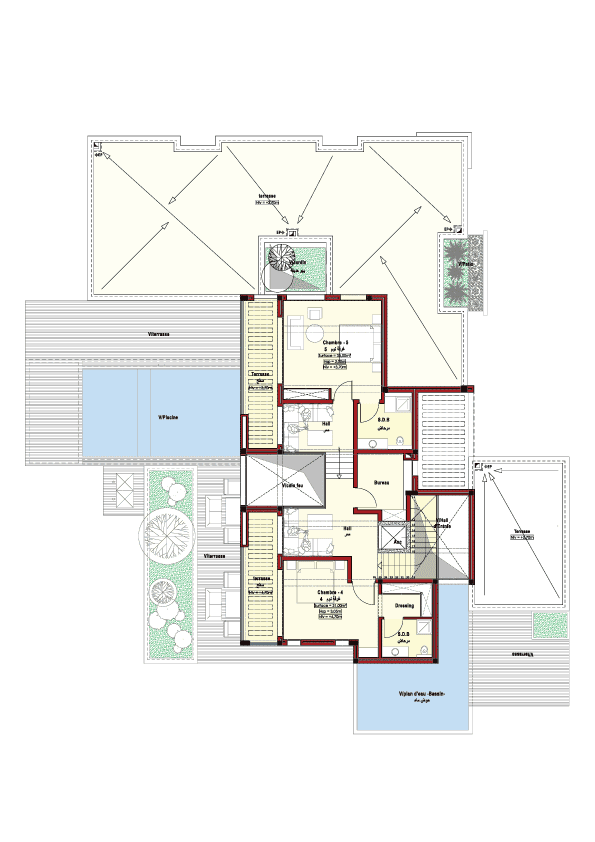 vente-villa-marrakech-type-a-etage Découvrez le plan de l'étage de cette magnifique villa de 2000 m²