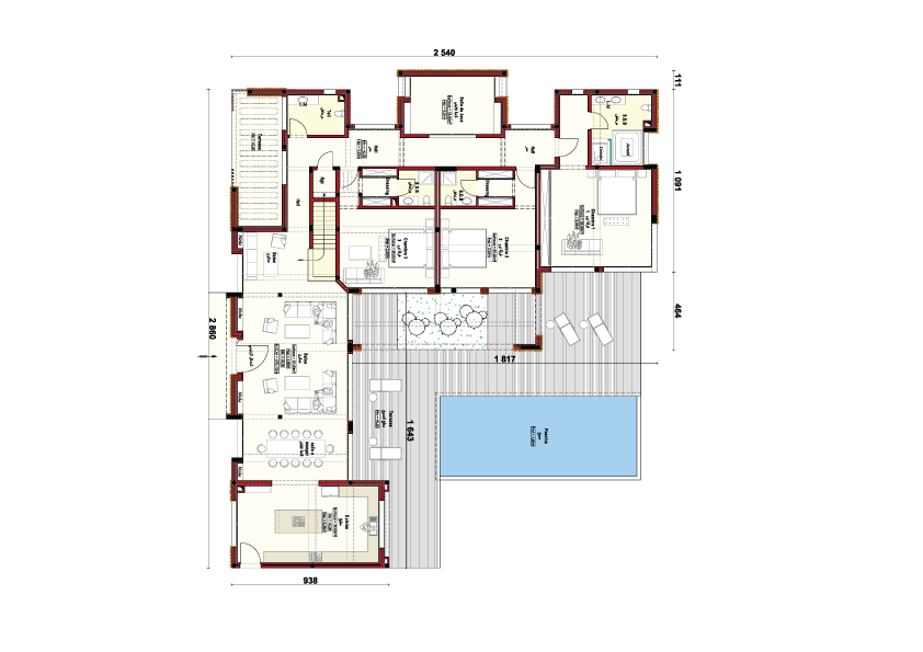 luxury-villa-for-sale-marrakech-b-rdc Plan GF luxury villas B with swimming pool for sale in Marrakech