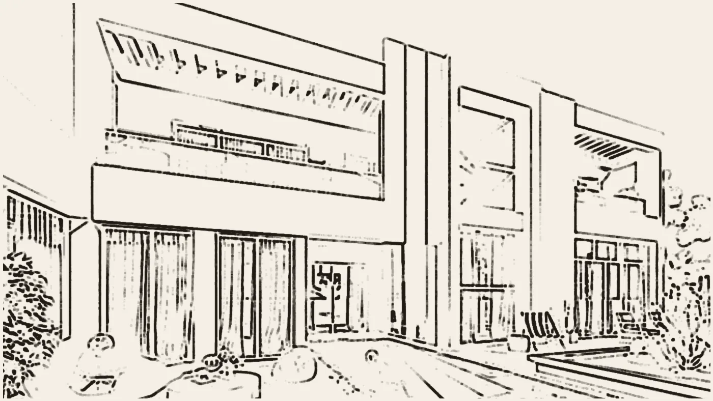 Line drawing of a CITYSTAR villa façade